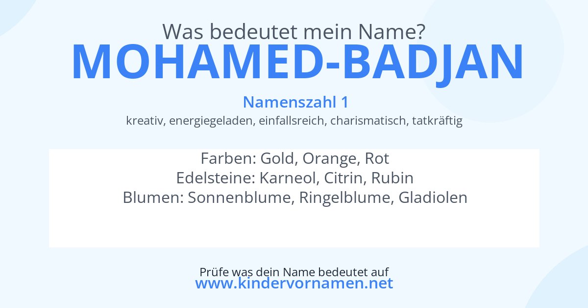 Was bedeutet der Name Mohamed-Badjan?