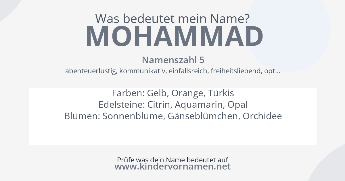 Was bedeutet der Name Mohammad?