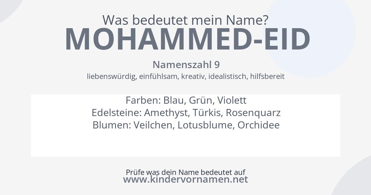 Was bedeutet der Name Mohammed-Eid?