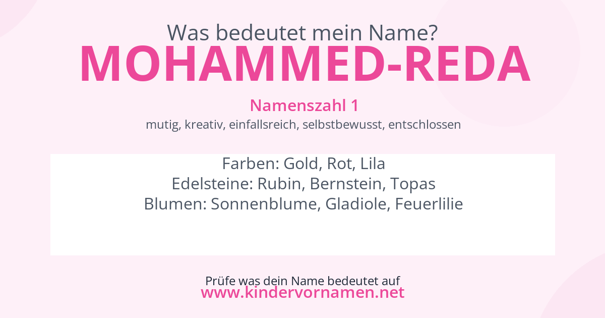 Was bedeutet der Name Mohammed-Reda?