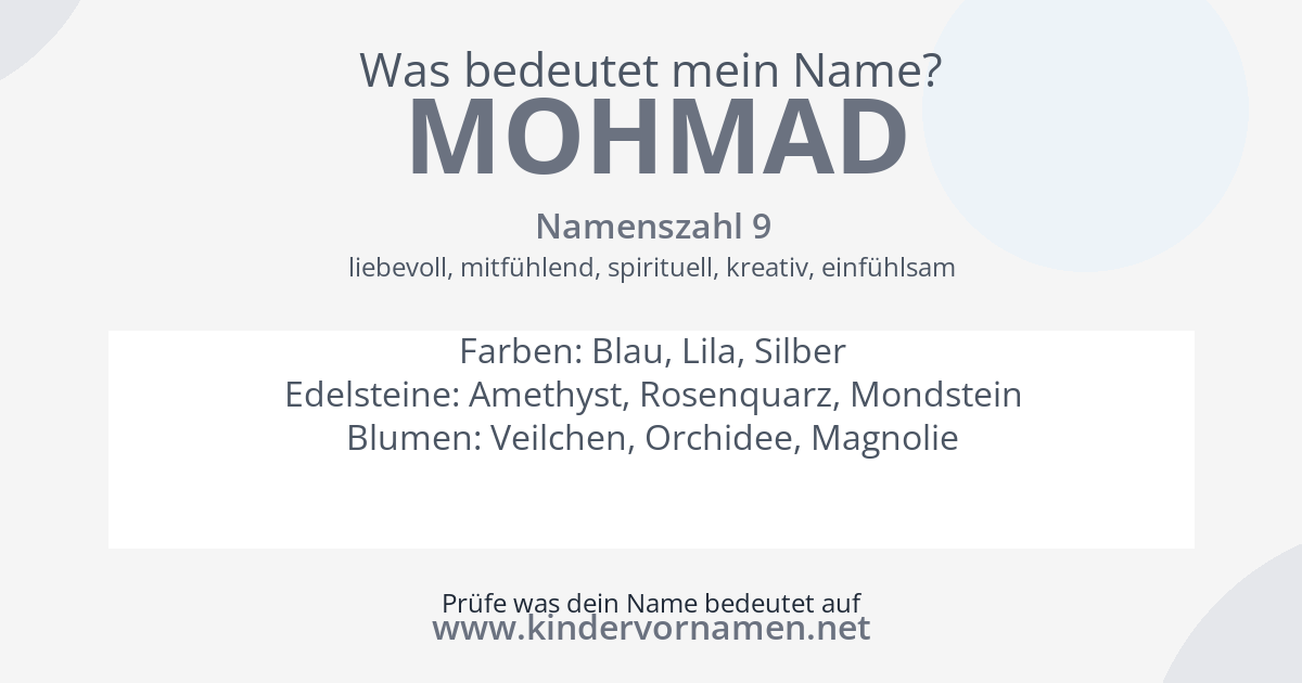 Was bedeutet der Name Mohmad?