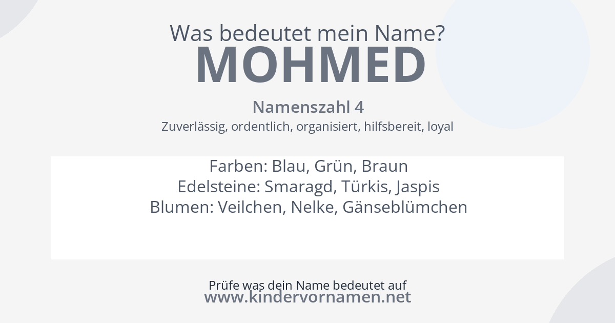 Was bedeutet der Name Mohmed?
