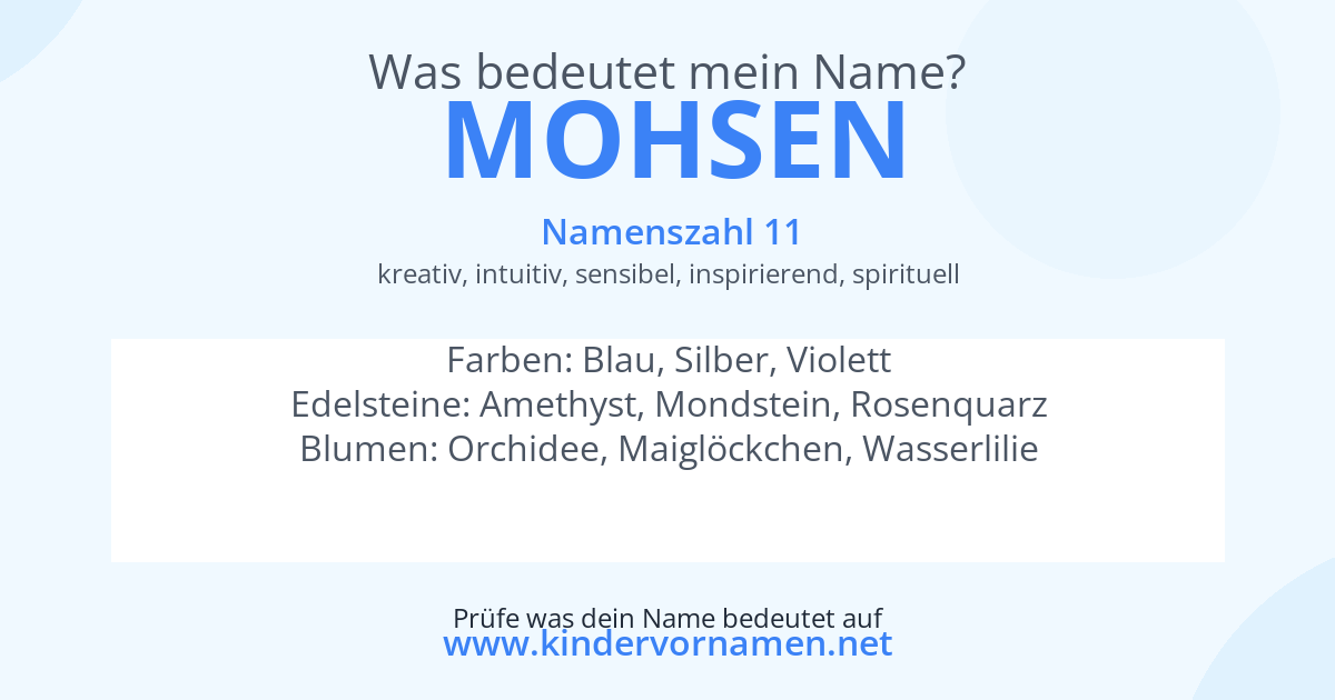 Was bedeutet der Name Mohsen?