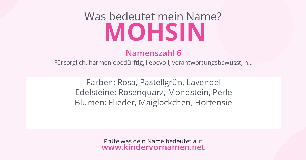 Was bedeutet der Name Mohsin?