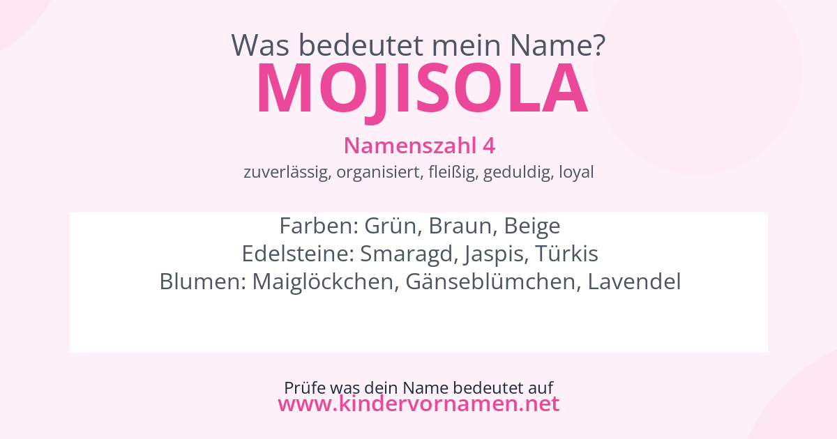Was bedeutet der Name Mojisola?