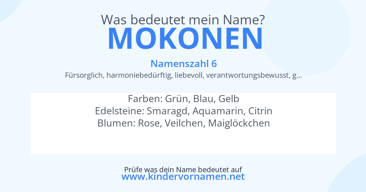 Was bedeutet der Name Mokonen?