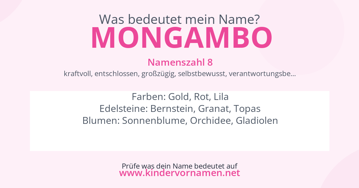 Was bedeutet der Name Mongambo?