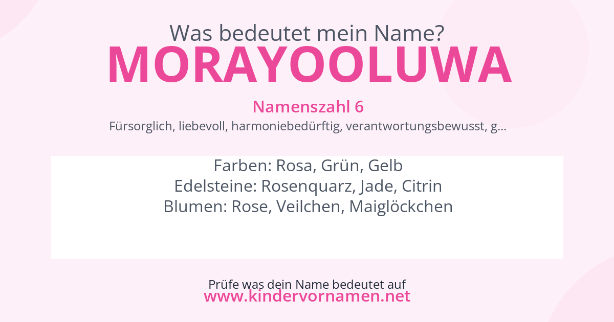 Was bedeutet der Name Morayooluwa?
