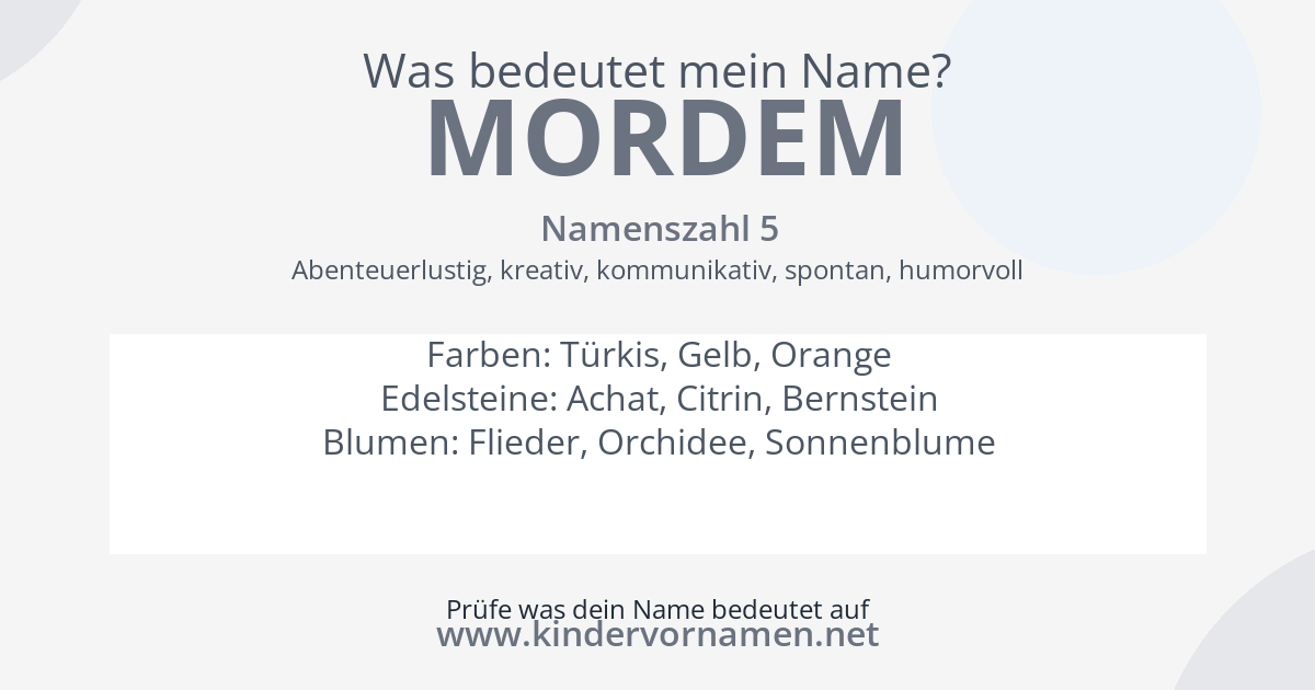 Was bedeutet der Name Mordem?