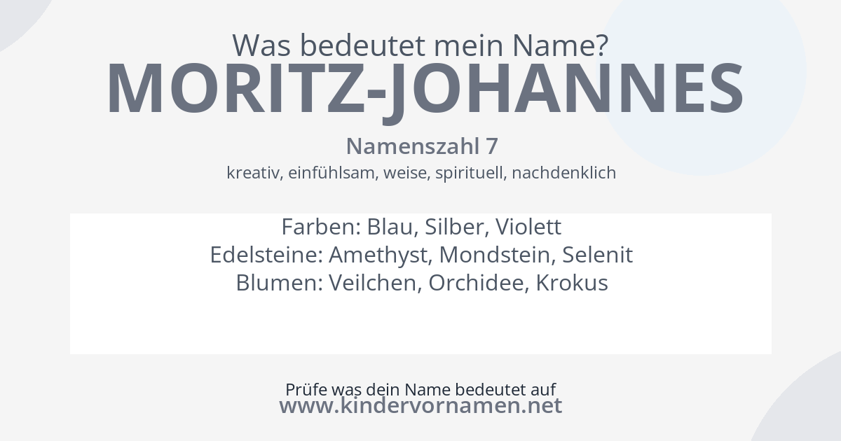 Was bedeutet der Name Moritz-Johannes?