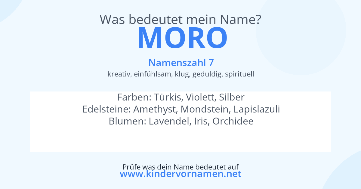 Was bedeutet der Name Moro?