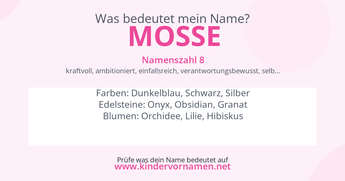 Was bedeutet der Name Mosse?