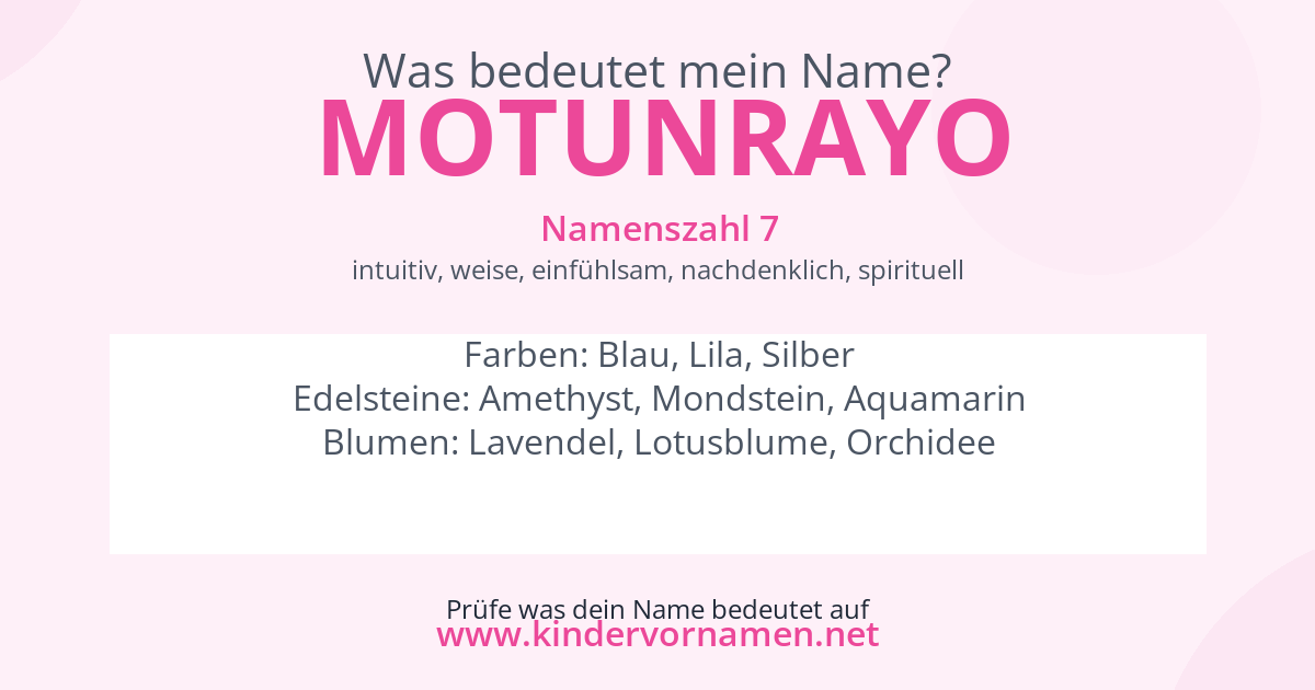 Was bedeutet der Name Motunrayo?