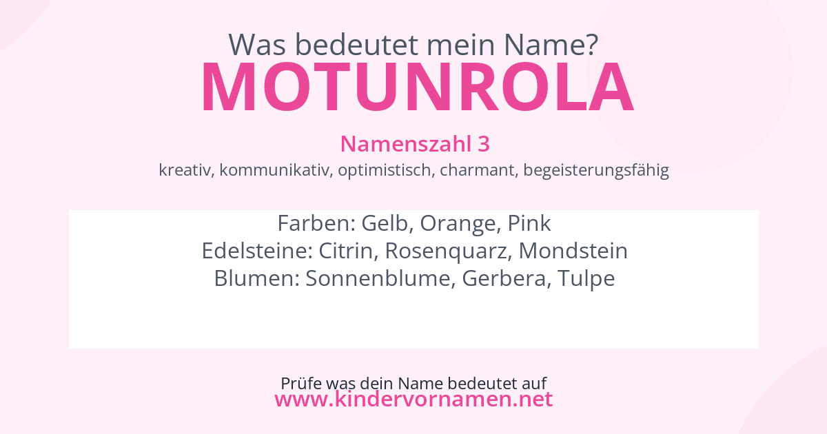 Was bedeutet der Name Motunrola?