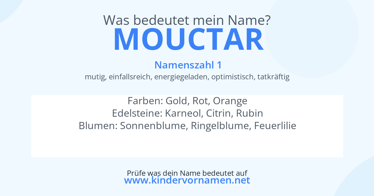 Was bedeutet der Name Mouctar?