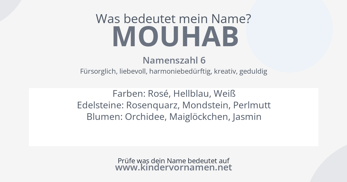 Was bedeutet der Name Mouhab?