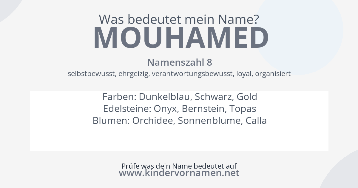 Was bedeutet der Name Mouhamed?