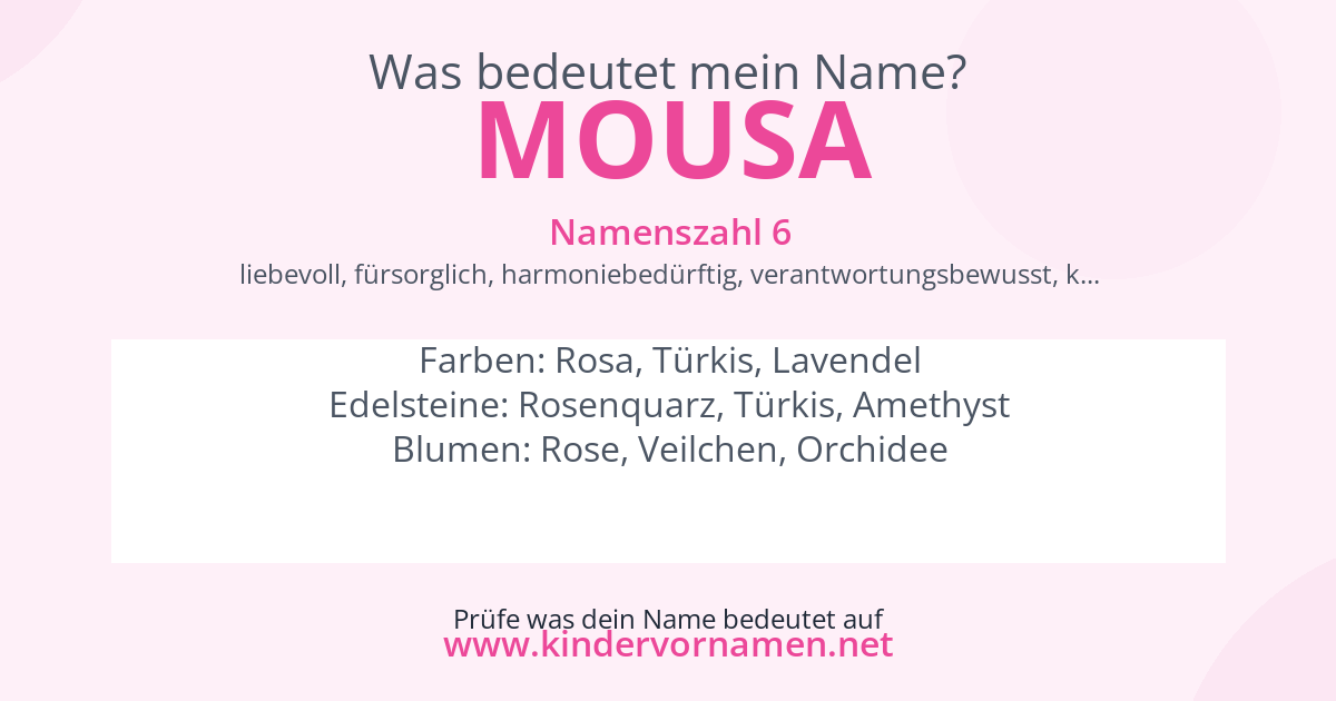 Was bedeutet der Name Mousa?