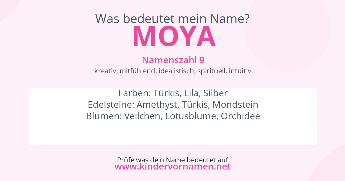Was bedeutet der Name Moya?