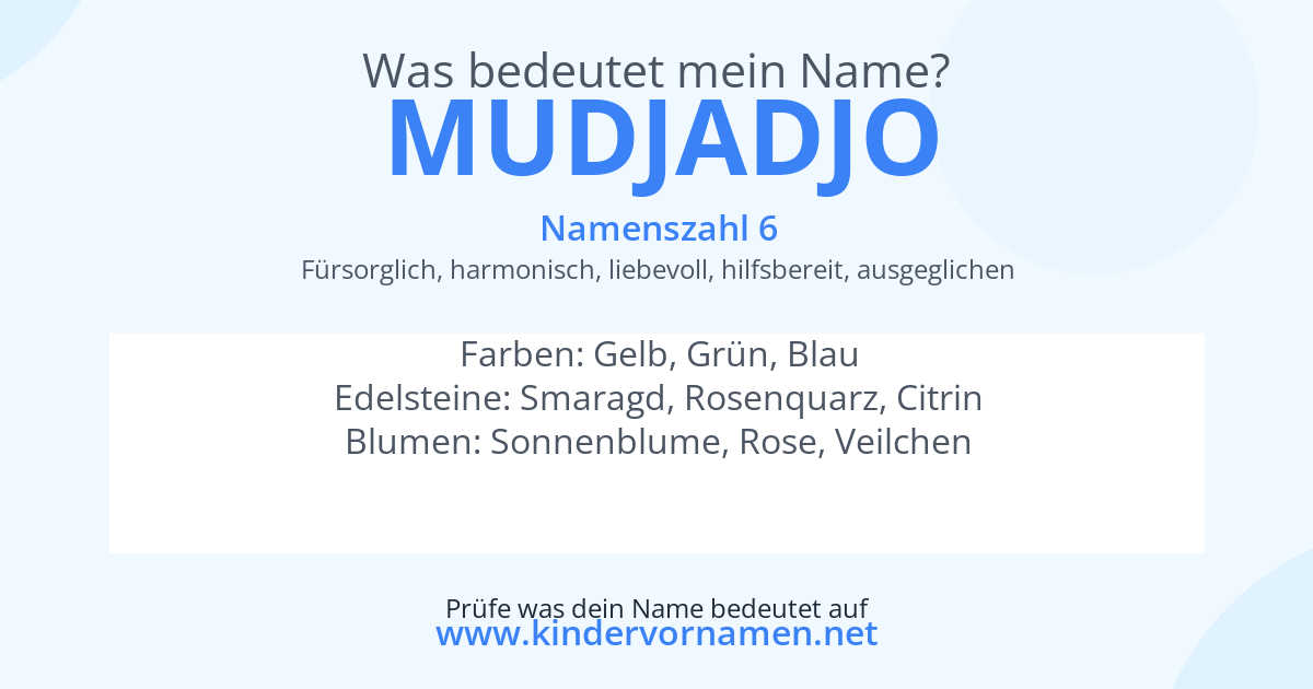 Was bedeutet der Name Mudjadjo?