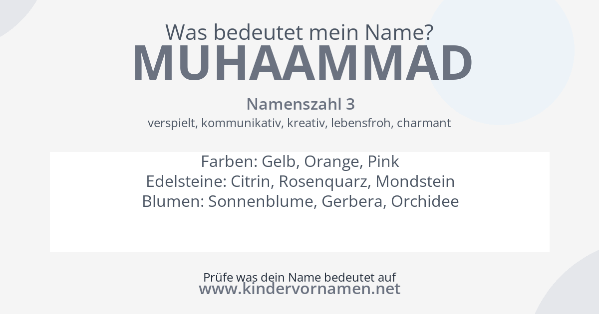 Was bedeutet der Name Muhaammad?