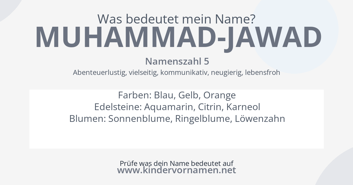 Was bedeutet der Name Muhammad-Jawad?