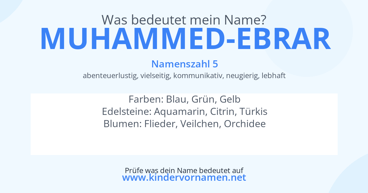 Was bedeutet der Name Muhammed-Ebrar?