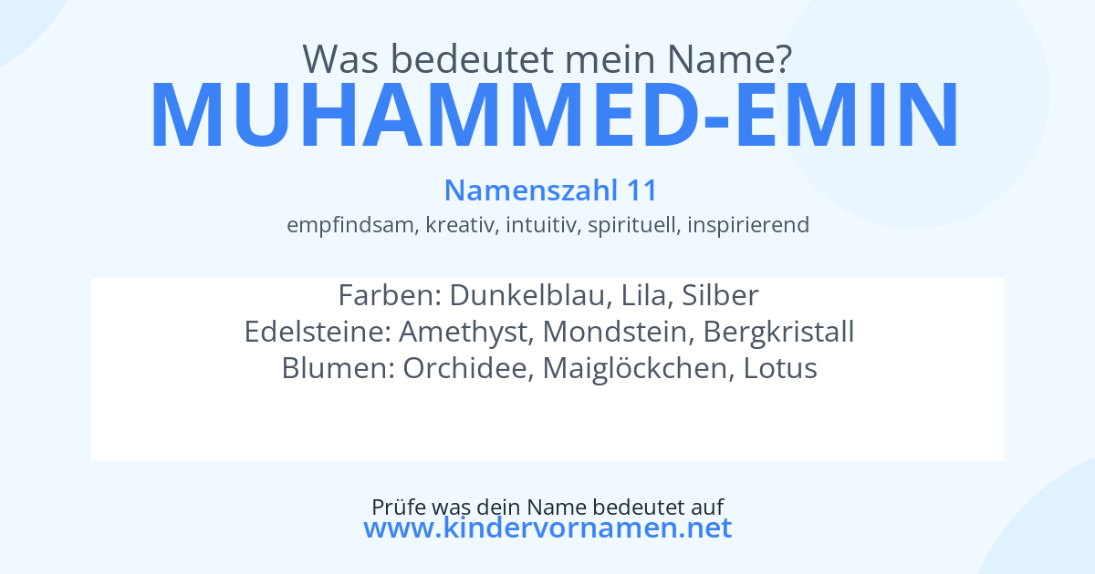 Was bedeutet der Name Muhammed-Emin?