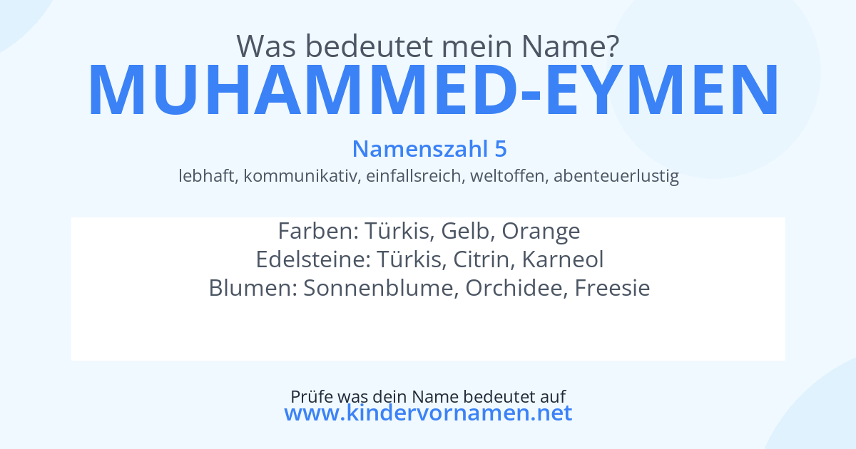 Was bedeutet der Name Muhammed-Eymen?