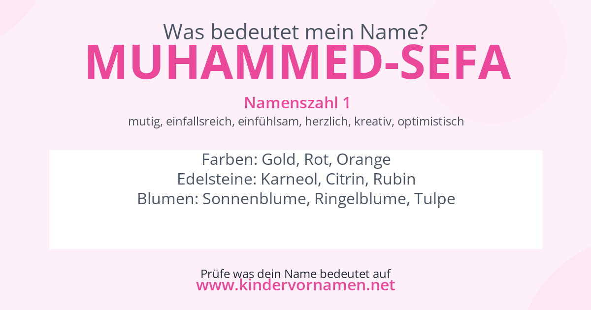 Was bedeutet der Name Muhammed-Sefa?