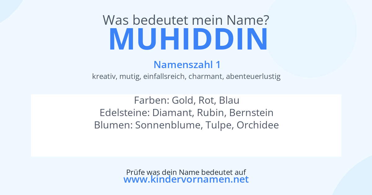 Was bedeutet der Name Muhiddin?