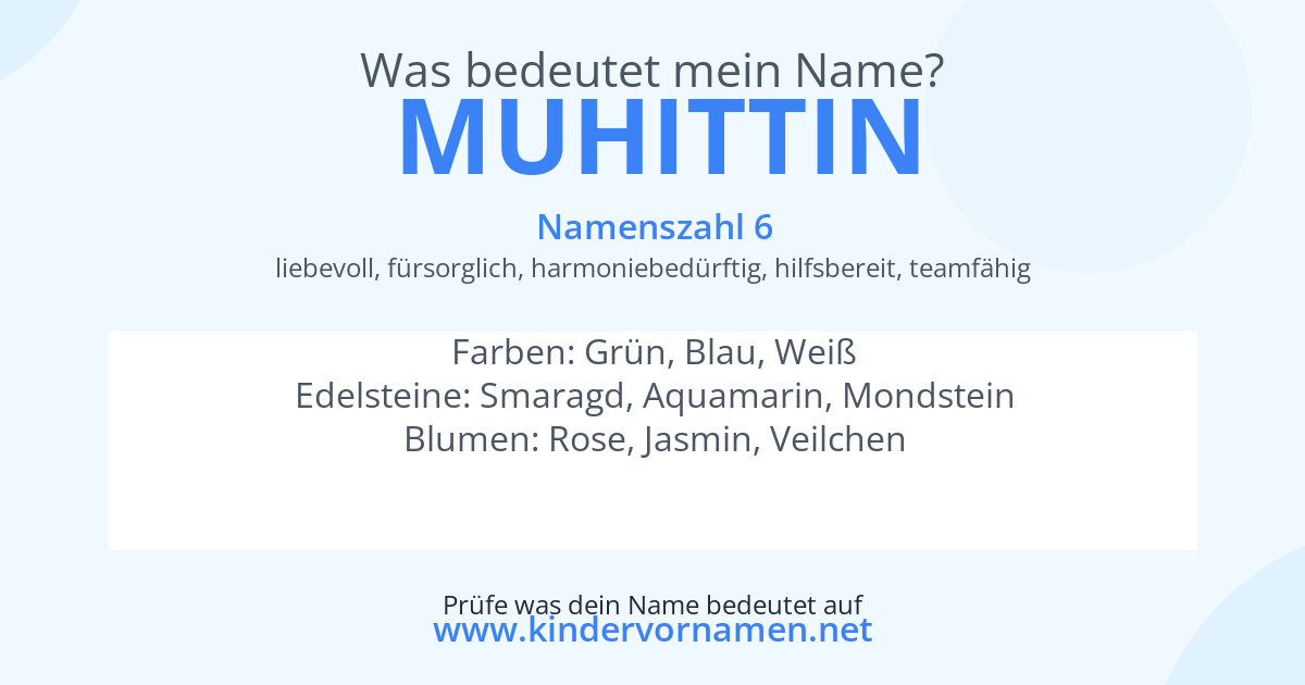 Was bedeutet der Name Muhittin?