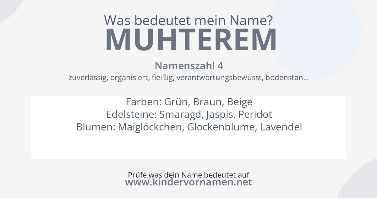 Was bedeutet der Name Muhterem?