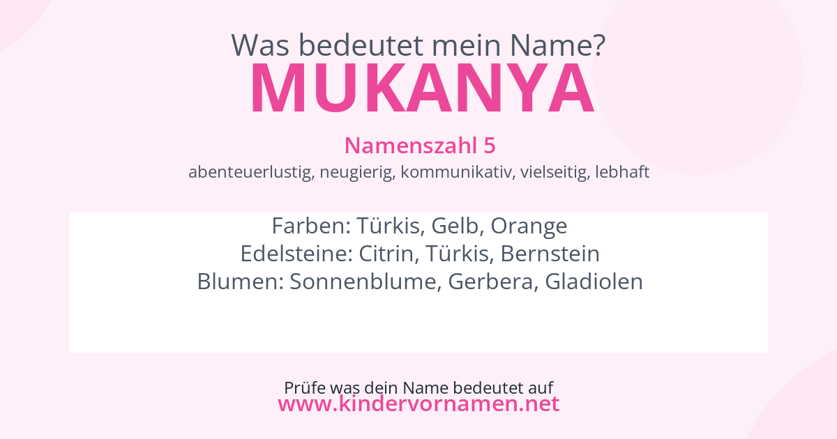 Was bedeutet der Name Mukanya?