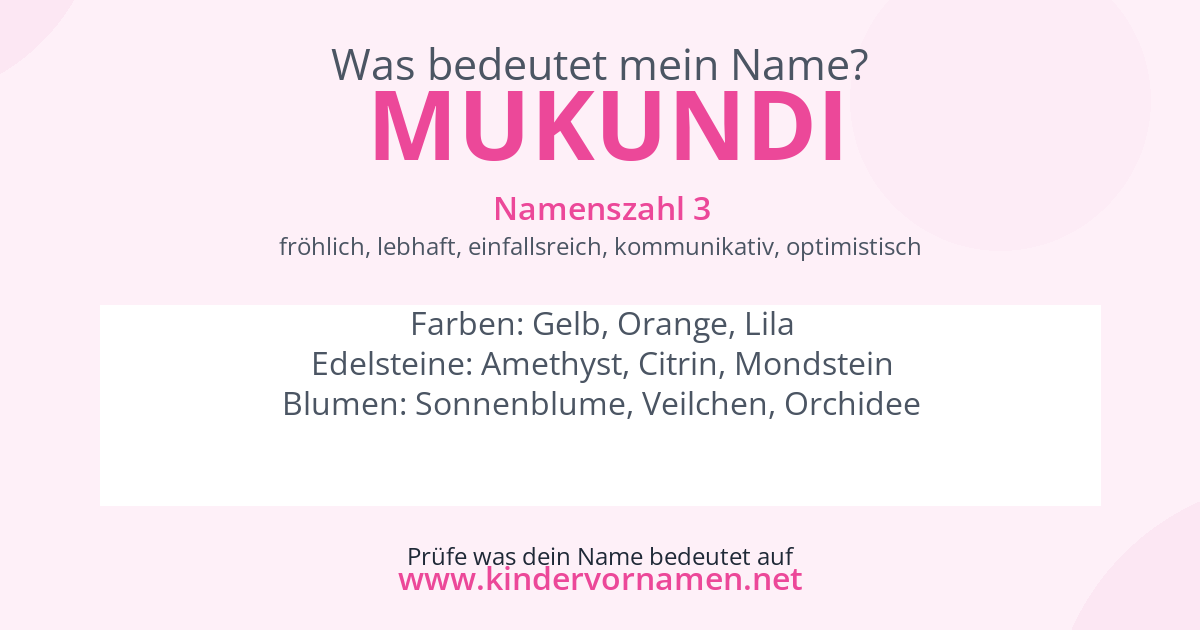 Was bedeutet der Name Mukundi?