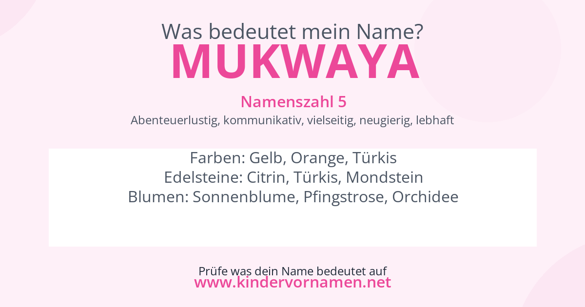 Was bedeutet der Name Mukwaya?