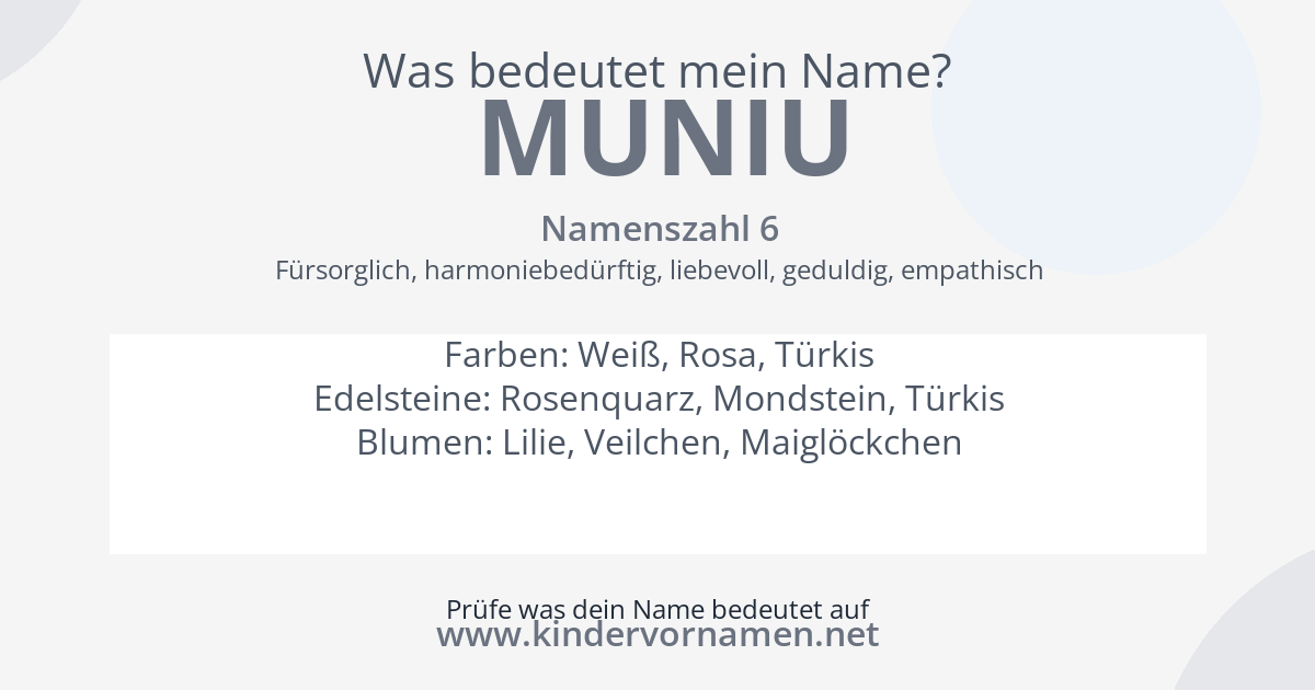Was bedeutet der Name Muniu?