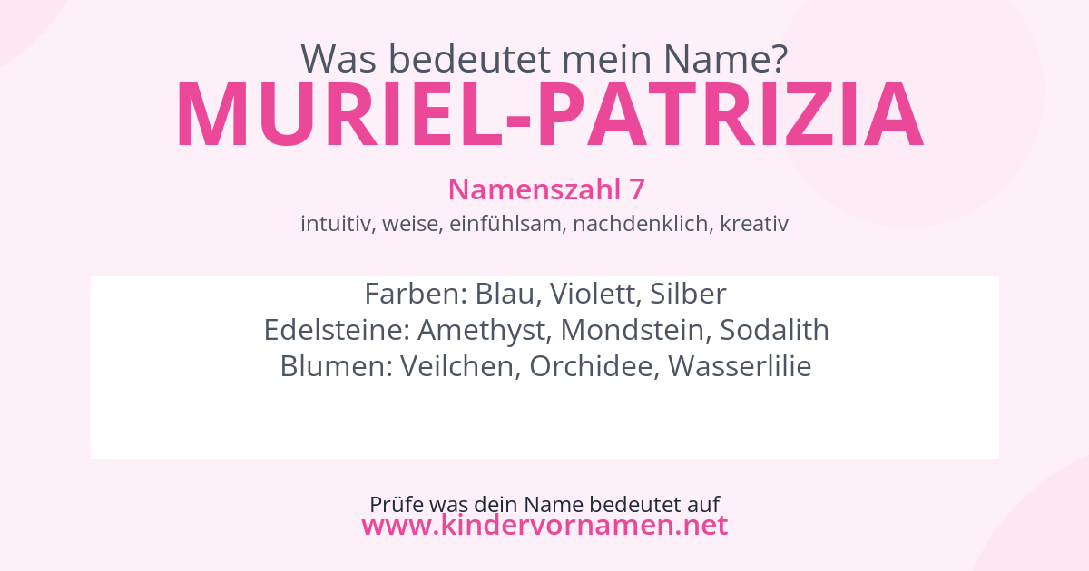 Was bedeutet der Name Muriel-Patrizia?