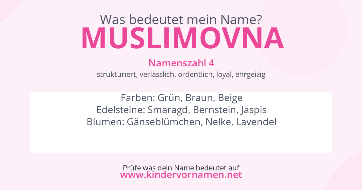 Was bedeutet der Name Muslimovna?