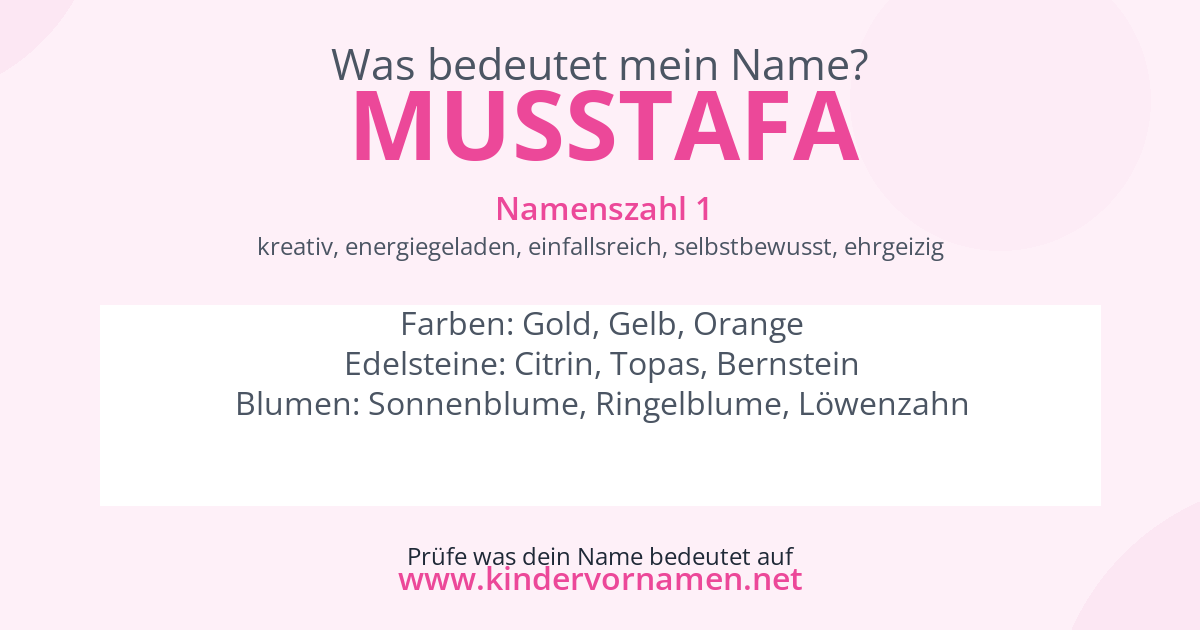 Was bedeutet der Name Musstafa?