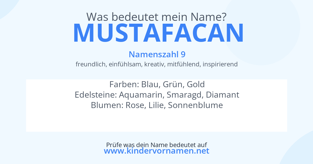 Was bedeutet der Name Mustafacan?