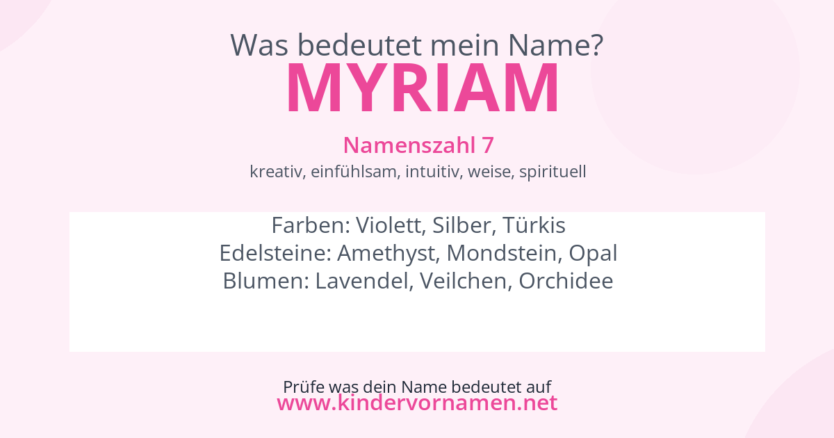 Was bedeutet der Name Myriam?