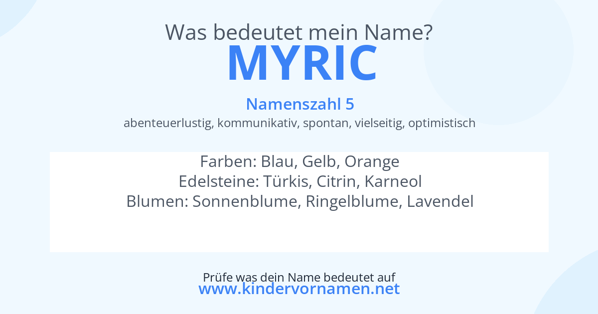 Was bedeutet der Name Myric?