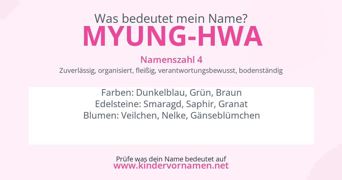 Was bedeutet der Name Myung-Hwa?