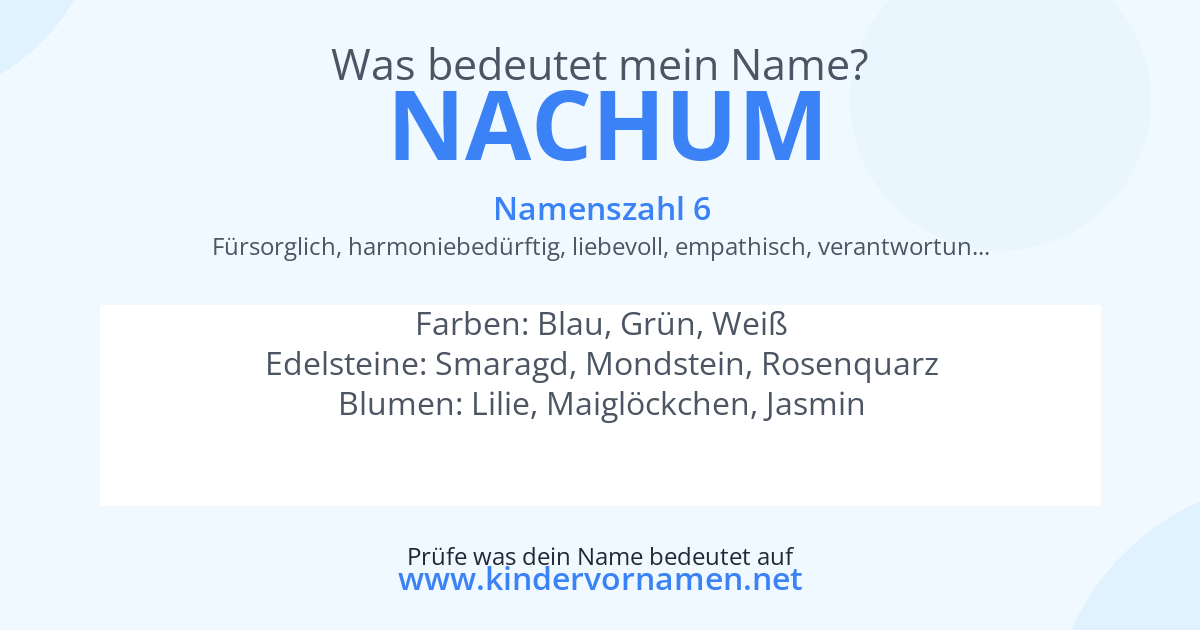 Was bedeutet der Name Nachum?