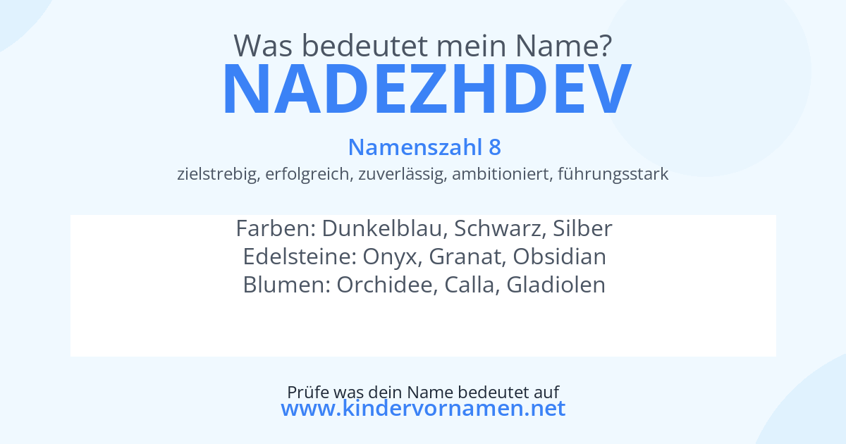 Was bedeutet der Name Nadezhdev?