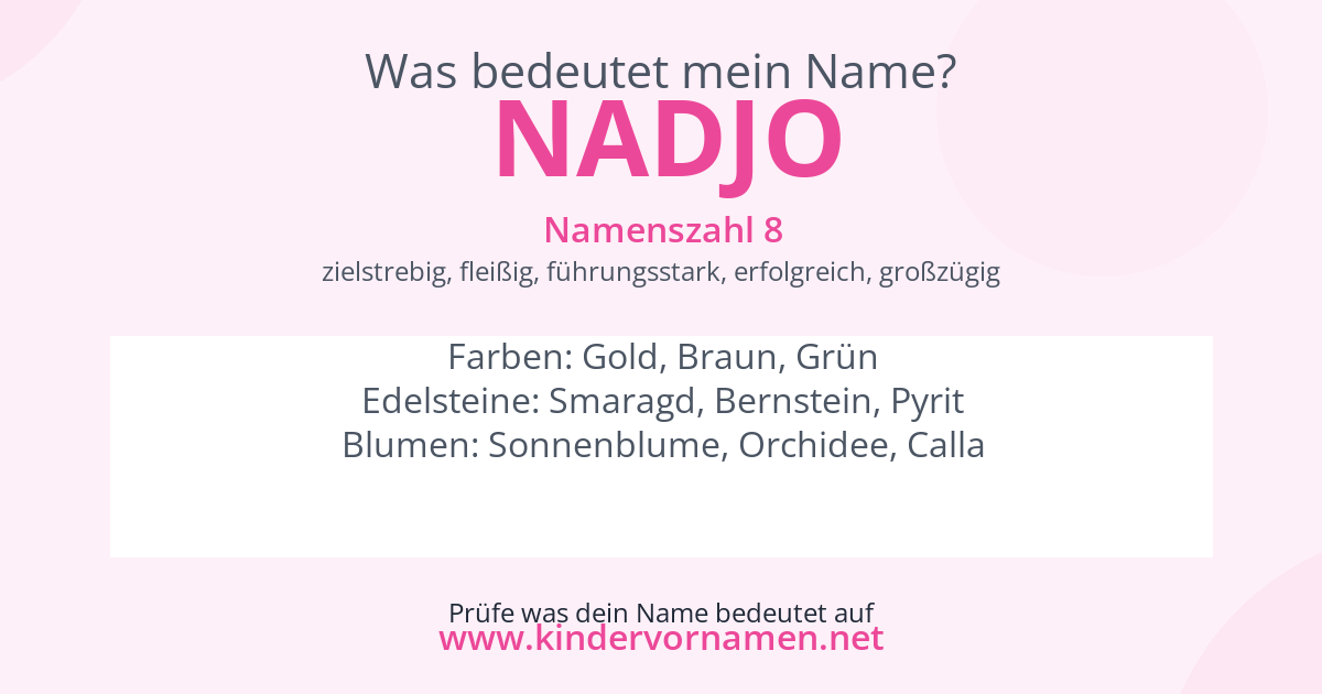 Was bedeutet der Name Nadjo?