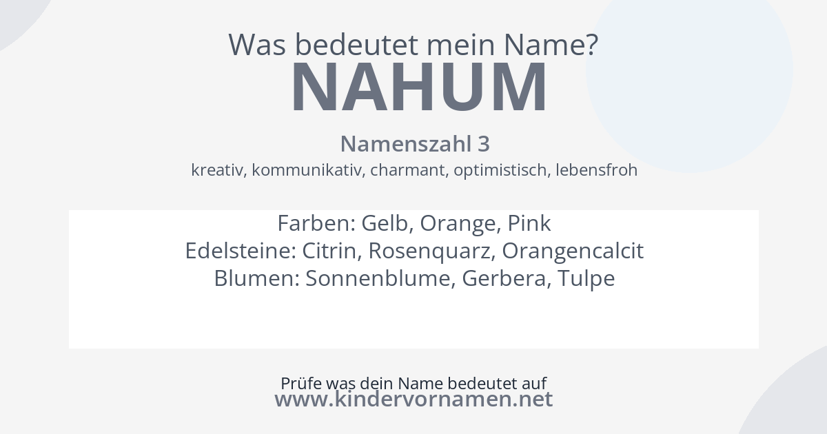Was bedeutet der Name Nahum?
