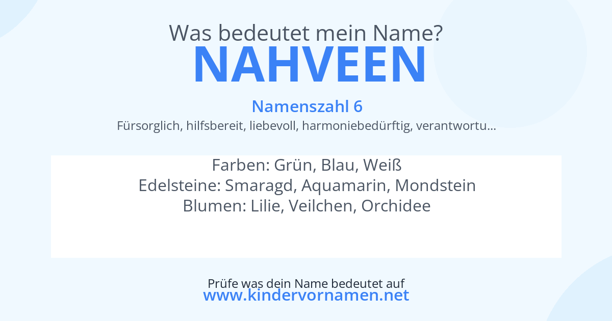Was bedeutet der Name Nahveen?
