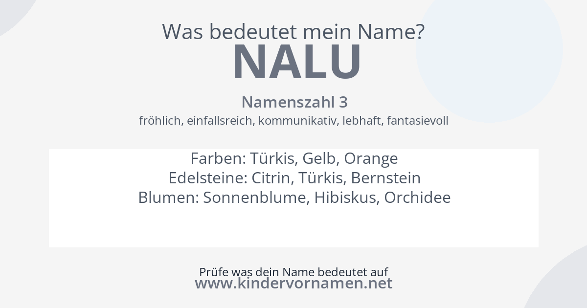 Was bedeutet der Name Nalu?